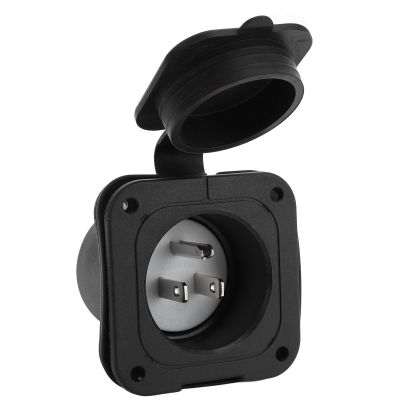 Focket Connected 15 Amp Ground Power Inlet with Flanges, 125V Coast Coast with Waterproof Covers for Electrical Connections of Boat Trailer Vehicles