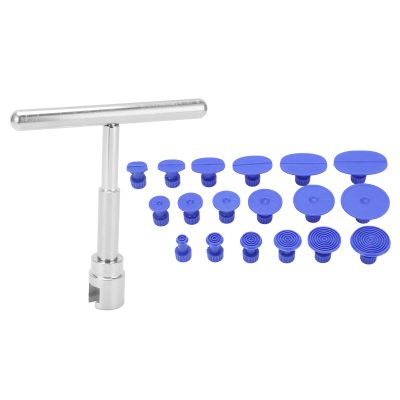 Grcfumo Paintless Dent Removal Puller T Bar, Universal T Bar Dent Repair Paintless Dent Repair Puller with 18pcs Pulling Tabs, Repair Remove Tools Set for Most Cars
