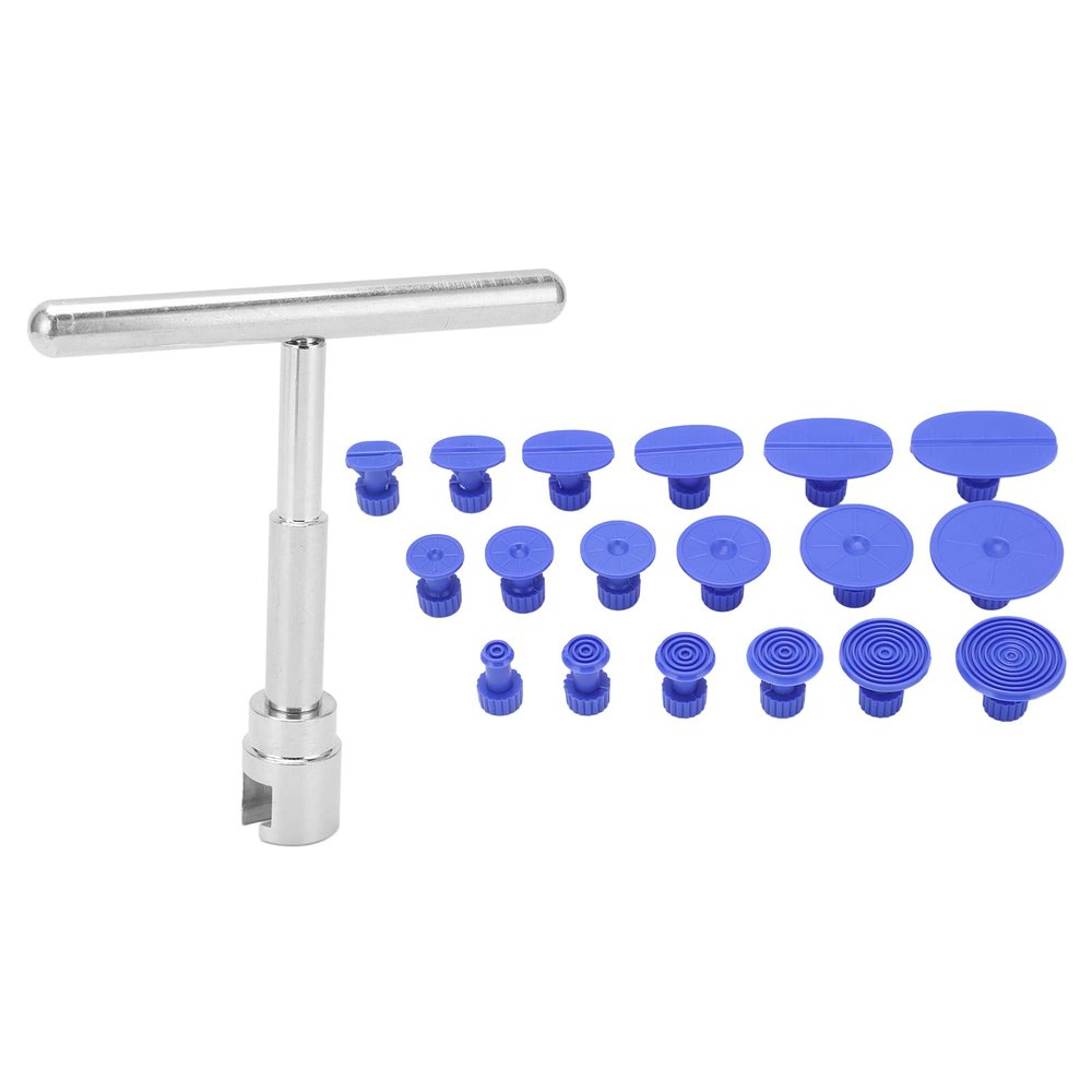 Grcfumo Paintless Dent Removal Puller T Bar, Universal T Bar Dent Repair Paintless Dent Repair Puller with 18pcs Pulling Tabs, Repair Remove Tools Set for Most Cars