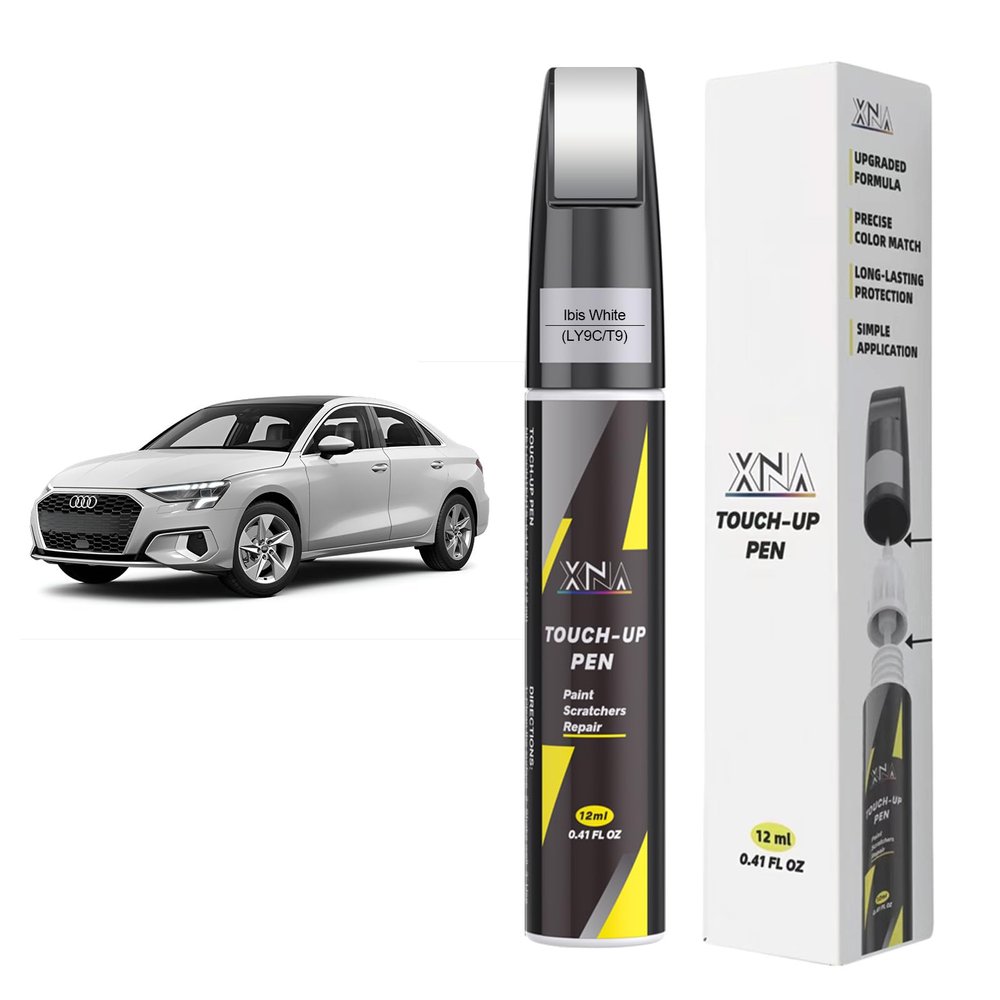 XNA Ibis White(LY9C/T9) for Audi Touch Up Paint, Car Scratch Remover for Nicks and Chips Repair, 2-In-1 Quick & Easy Fix Car Scratch Repair Kit with Exact Color-Matched
