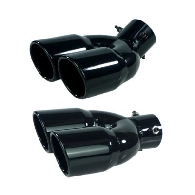 Universal 63mm Car Inlet Double Barrel Rear Exhaust Tip Tail Pipe Muffler Black Outlet Stainless Steel Car Accessories Y-shaped muffler(Silver Z)