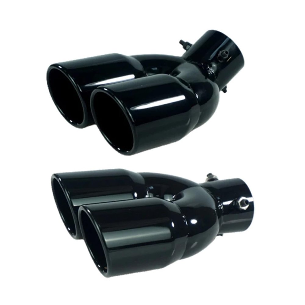 Universal 63mm Car Inlet Double Barrel Rear Exhaust Tip Tail Pipe Muffler Black Outlet Stainless Steel Car Accessories Y-shaped muffler(Silver Z)