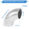 Motoforti 2 Pcs 1.5" OD 90 Degrees Mandrel Bend Elbow T316 Stainless Steel Exhaust Elbow Pipe Thickness 1.5mm/16GA Arc Length 3.94" for Car Exhaust Elbow Pipe view 4