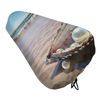 Ocean Beach Mussel Pearl Bike Seat Cover UV Protection Unisex Seats Protectors Durable Washable Bike Seat Cushion Cover with Drawstring for Gym Mountain Road Bike