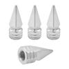 YTFRL 4 PCS Spiked Shape Tire Valve Stem Caps, Heavy Duty Leak-Proof Aluminum Spike Tire Air Covers, Universal Dustproof Valve Stem Caps Tyre Accessories for SUVs Trucks Bikes (Silver) view 1