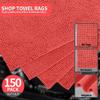 HOMERHYME Microfiber Cleaning Cloth, 150 Pack Cleaning Rags Microfiber Towel Bulk Absorbent Lint-Free WashCloths, All-Purpose Towels for Cars, Shop, Automotive, Garage, Home Kitchen 11.5"*11.5", Red view 2