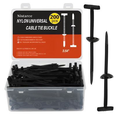 Nylon Universal Cable Tie Buckle Cable Tie Buckle Zip Tie Clips for Car Fender, Engine Cover, Mudguard Fastener, Automotive Replacement Screw Fixing, 200PCS with Clear Storage Box