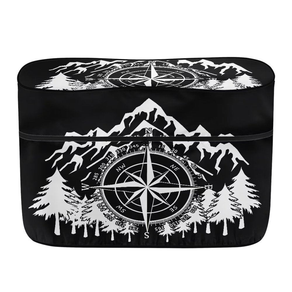 Whosucclay RV Propane Tank Cover Double 20 lb, Savage Camper Propane Tank Cover for RV Trailer Camper, Weather Resistant Accessories Decorative Protection-Forest Compass