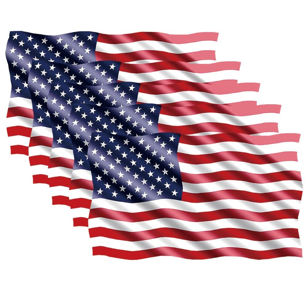 Vashun 5PCS Reflective American Flag Stickers Reflective American Flag Car Decals 4.92.9Inch USA Flag Sticker Waterproof Decals for Car,Hard Hat,Window,Water Bottle Motorcycle (5P-5)