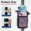 Cup Holder for Bike, Wheelchair and Scooter, Water Bottle Holder for Bicycle, Walker, Stroller, Utv, ATV eBike and Beach, Universal Drink Holder Accessories with Strap and Net Pocket - Black view 4