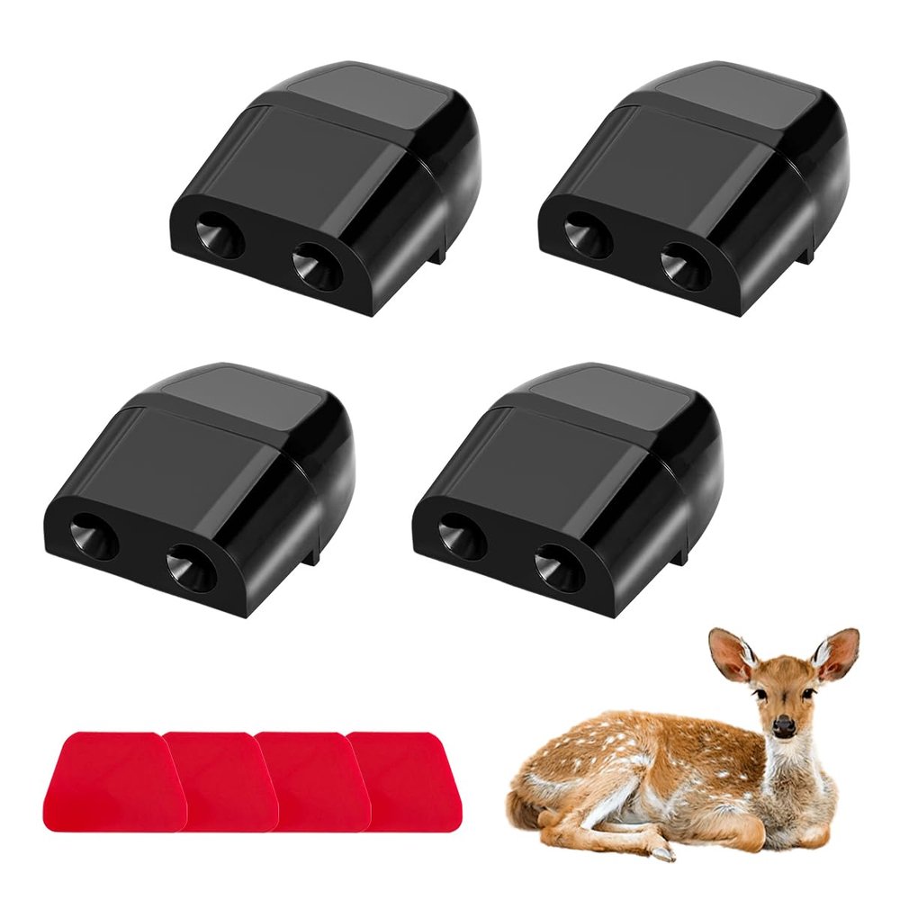 MTRPS 4PCS Deer Whistles for Car, Wind Activated Ultrasonic Vehicle Deer Horn Sensor Avoids Collision, Dual Construction Animal Warning Devices for SUVs Trucks Motorcycles (Black)