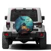 Foruidea Spooky Halloween Ghost Pumpkin Spare Tire Cover with Backup Camera Hole Wheel Tire Cover Fit Trailer, RV, SUV and Many Vehicle 12inch view 1