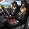Bulopur Skull and Rose Car Seat Covers Front Seats Auto Drive Seat Covers 2 Pack Black Breathable Carseat Cushions Universal for Sedan SUV Truck Halloween Decorations view 1