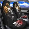 Bulopur Skull and Rose Car Seat Covers Front Seats Auto Drive Seat Covers 2 Pack Black Breathable Carseat Cushions Universal for Sedan SUV Truck Halloween Decorations view 2