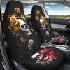 Bulopur Skull and Rose Car Seat Covers Front Seats Auto Drive Seat Covers 2 Pack Black Breathable Carseat Cushions Universal for Sedan SUV Truck Halloween Decorations view 3