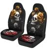 Bulopur Skull and Rose Car Seat Covers Front Seats Auto Drive Seat Covers 2 Pack Black Breathable Carseat Cushions Universal for Sedan SUV Truck Halloween Decorations view 4