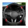 Sandfren Carbon Fiber Car Steering Wheel Cover, 15 Inch Breathable PU Leather Vehicle Steering Wheel Protector with Anti-Slip Lining, Soft Automotive Interior Accessory, Universal Fit (Black/Red) view 1