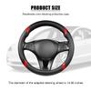 Sandfren Carbon Fiber Car Steering Wheel Cover, 15 Inch Breathable PU Leather Vehicle Steering Wheel Protector with Anti-Slip Lining, Soft Automotive Interior Accessory, Universal Fit (Black/Red) view 2