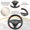 Sandfren Carbon Fiber Car Steering Wheel Cover, 15 Inch Breathable PU Leather Vehicle Steering Wheel Protector with Anti-Slip Lining, Soft Automotive Interior Accessory, Universal Fit (Black/Red) view 3