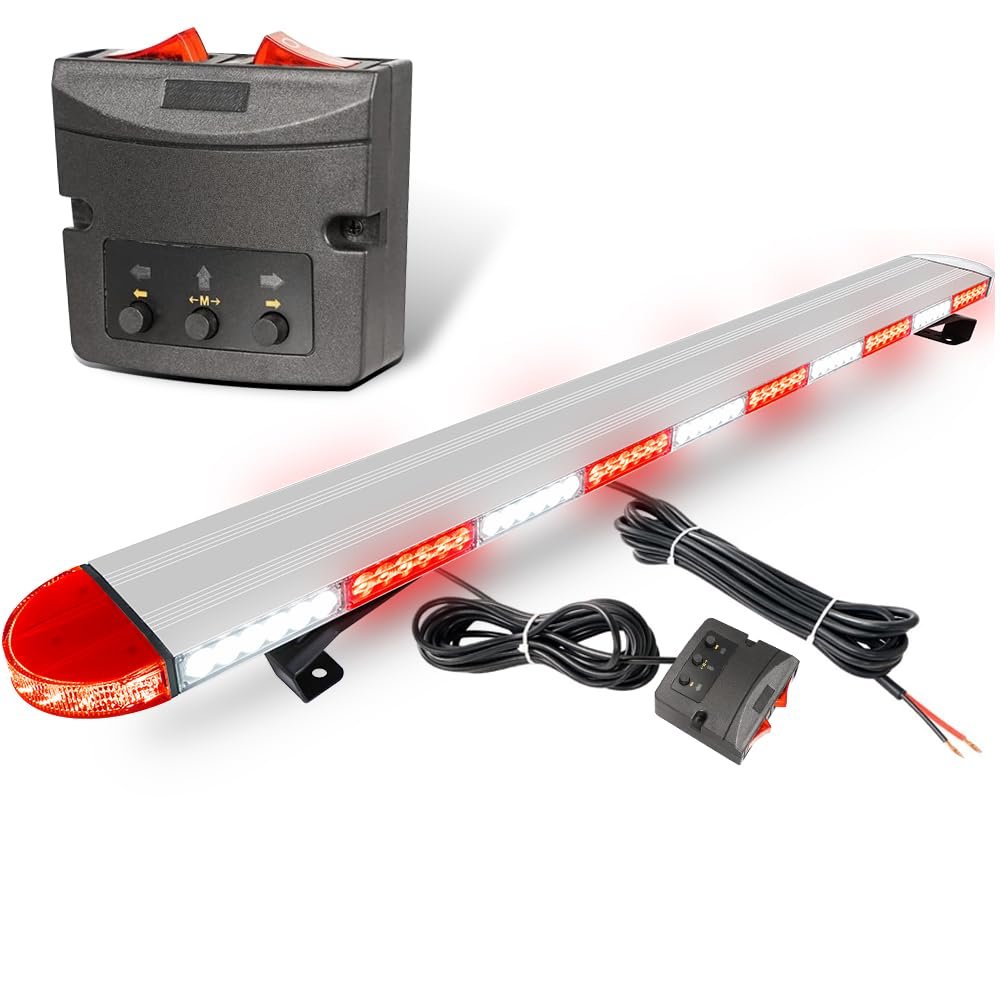 ASPL 49'' Low Profile Strobe Lights Bar Aluminum Warning Light Red White