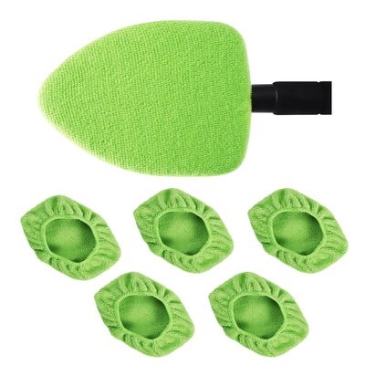 eFuncar 5 Pack Microfiber Pads, Replacement Heads Cover, Windshield Cleaner Tools, Washable & Reusable Triangle Pads, Fit for Window Reach Tool, Handle Not Included (Green)