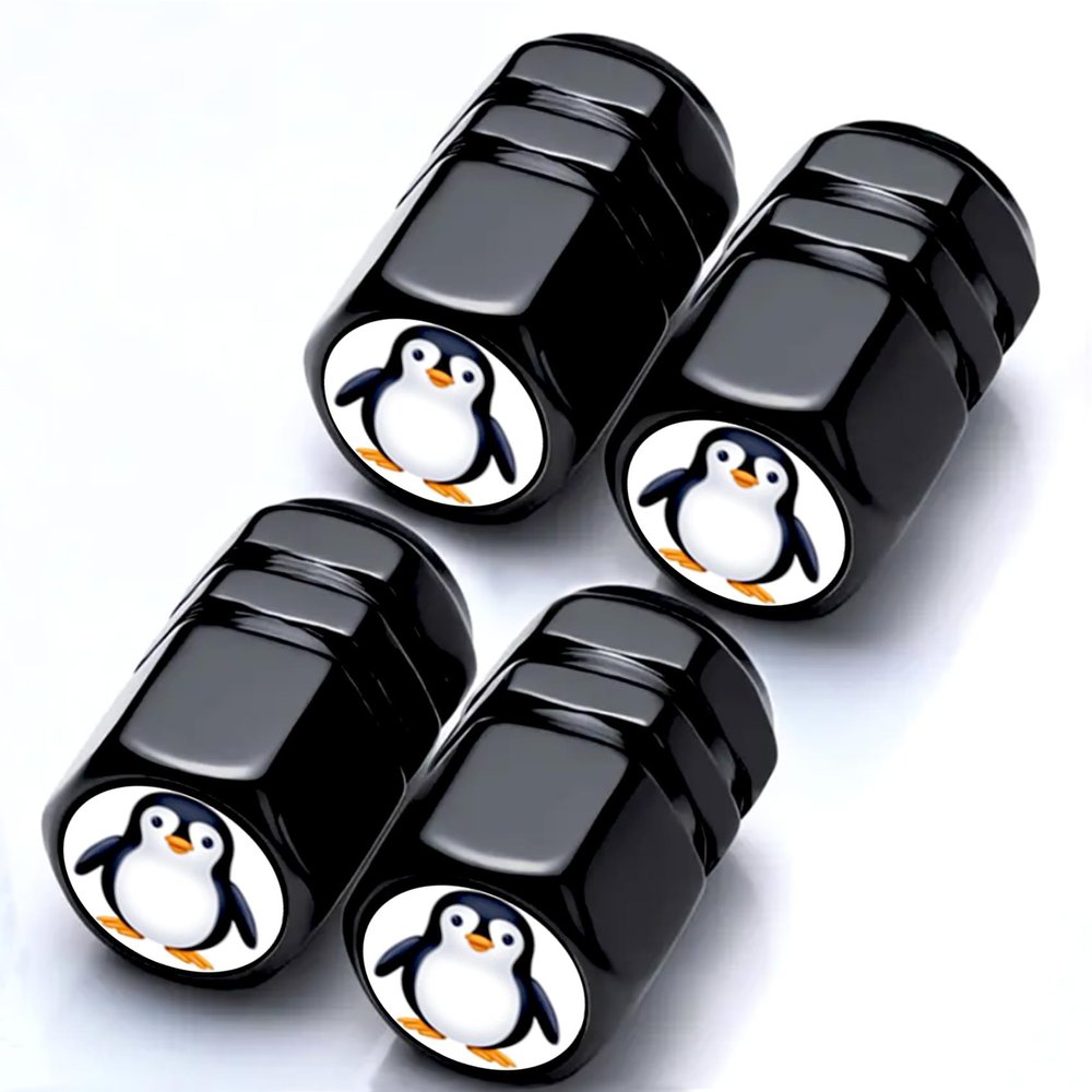 4Pack Penguin Tire Valve Stem Caps Penguin Car Accessories Decor for Cars Trucks SUV Motorcycles Bicycles Bike Tire Air Cap for Men Women and Penguins Decor Lovers