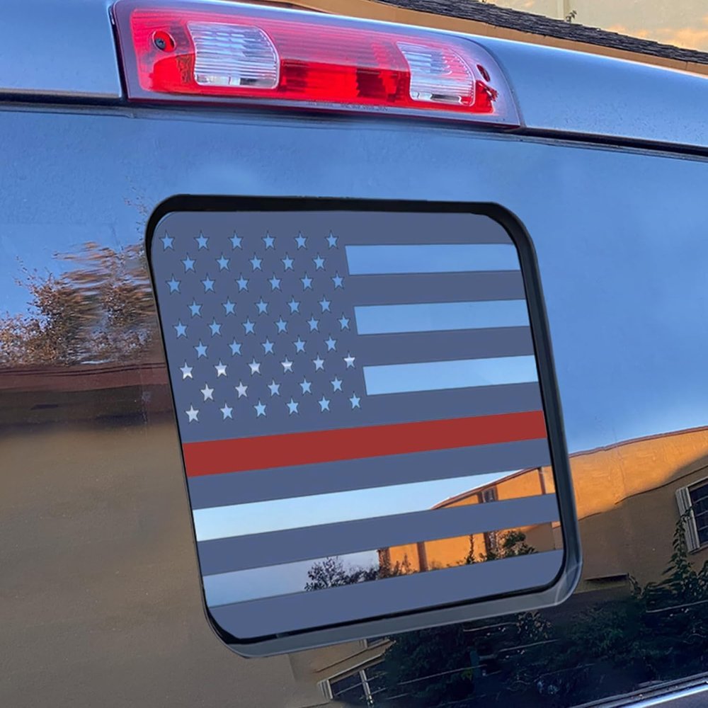 for Toyota Tacoma 2024-2025 2026 Rear Middle Window American Flag Decal, Back Center Sliding Window Glass USA Flag Vinyl Sticker, for Tacoma Exterior Accessories (Redline)