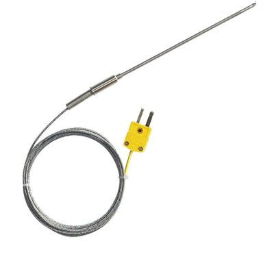 K-Type Thermocouple Sensor with High Temperature Stainless Steel Pointed Insertion Probe 500 with Stainless Steel Braided Cable(Probe diam 4X200mm)