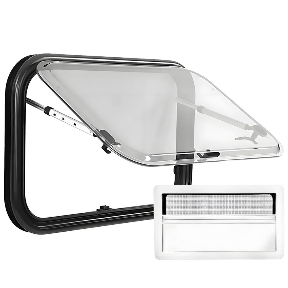 Caravan Window,Motorhome Window,Push-Pull Opening,Adjustable Angle: 70,Insect net,Sun Protection,Privacy Screen,Screen Window,Caravan Side Window 600 * 600