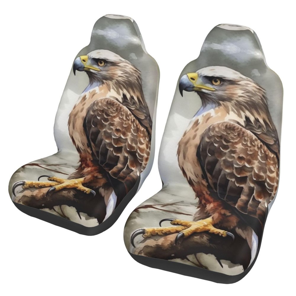 LHDGBNV Watercolor of Hawk Car Front Seat Covers Set of 2, Elastic Breathable Car Front Seat Protector Soft Comfy Vehicle Seats Cushion Cover Car Accessories Universal Fit for Most SUV Sedan Truck