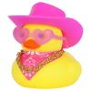 Pink Cowboy Rubber Duck Car Ornament, Funny Yellow Rubber Duck with Cowboy Hat, Gold Chain, Heart Sunglasses, Scarf, DIY Decor for Car Dashboard, Office Desk, Home Decor view 1
