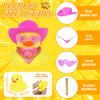 Pink Cowboy Rubber Duck Car Ornament, Funny Yellow Rubber Duck with Cowboy Hat, Gold Chain, Heart Sunglasses, Scarf, DIY Decor for Car Dashboard, Office Desk, Home Decor view 2