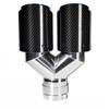 Bielpord Dual Carbon Fiber Exhaust Tip 3" Inlet to Dual 4" Outlet Tailpipe tip Universal for Vehicles Blue view 2
