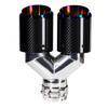Bielpord Dual Carbon Fiber Exhaust Tip 3" Inlet to Dual 4" Outlet Tailpipe tip Universal for Vehicles Blue view 3