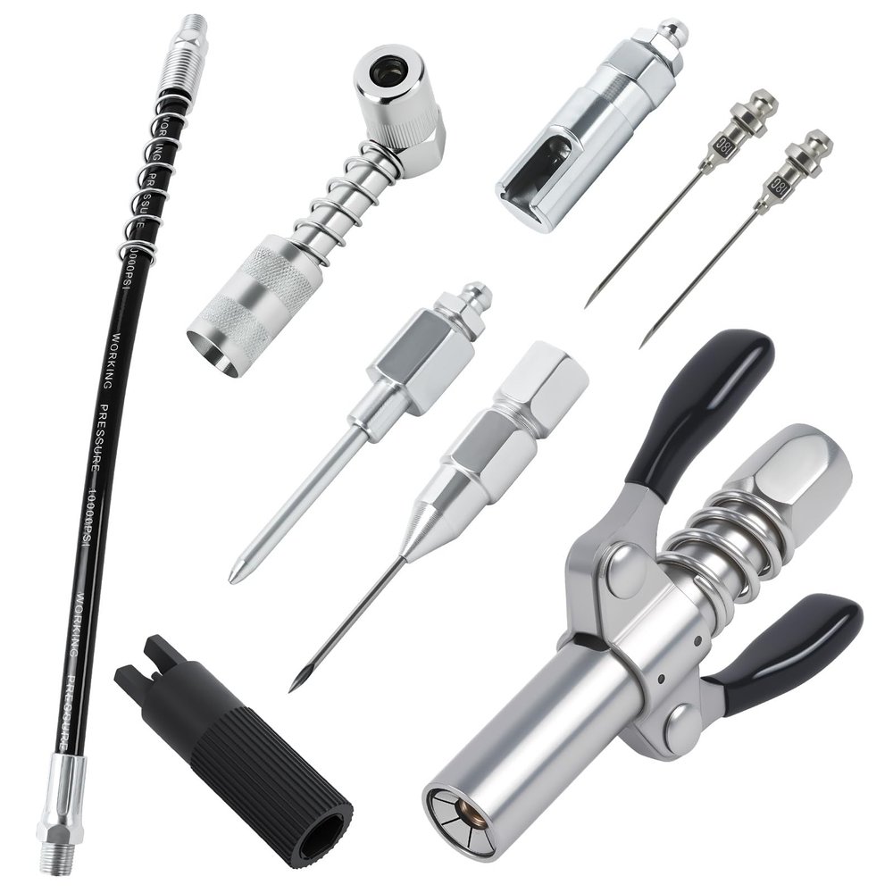 AILEDWER Grease Gun TipsGrease Gun FittingsGrease Gun Coupler90 Degree Grease Gun CouplerGrease Gun HoseZerk Fitting CleanerGrease Needle NozzlesGrease Filling Nozzle and Grease Tip