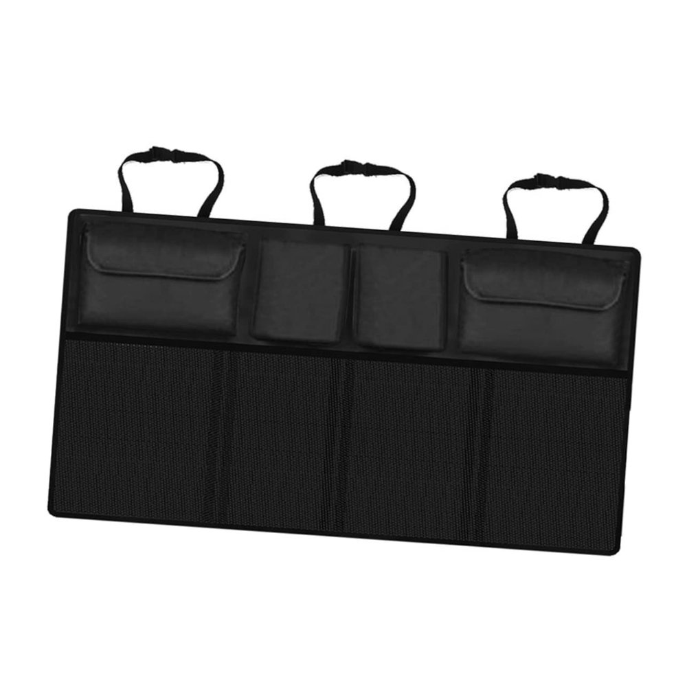 Healifty Heavy Duty Black Car Backseat Organizer with Multi Purpose Pockets Oxford Cloth Storage Bag for Trunk and Seatback Easy Install Straps and Buckles for Travel and Outdoor Use