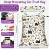 DELORIGIN Cartoon Cat Strap Drawstring Car Trash Bag Hanging Garbage Bag with Snap Buttons Car Back Seat Trash Storage Portable Dustbin Vehicle Trash Can Bag for Vehicle Accessories Travel Camping view 2