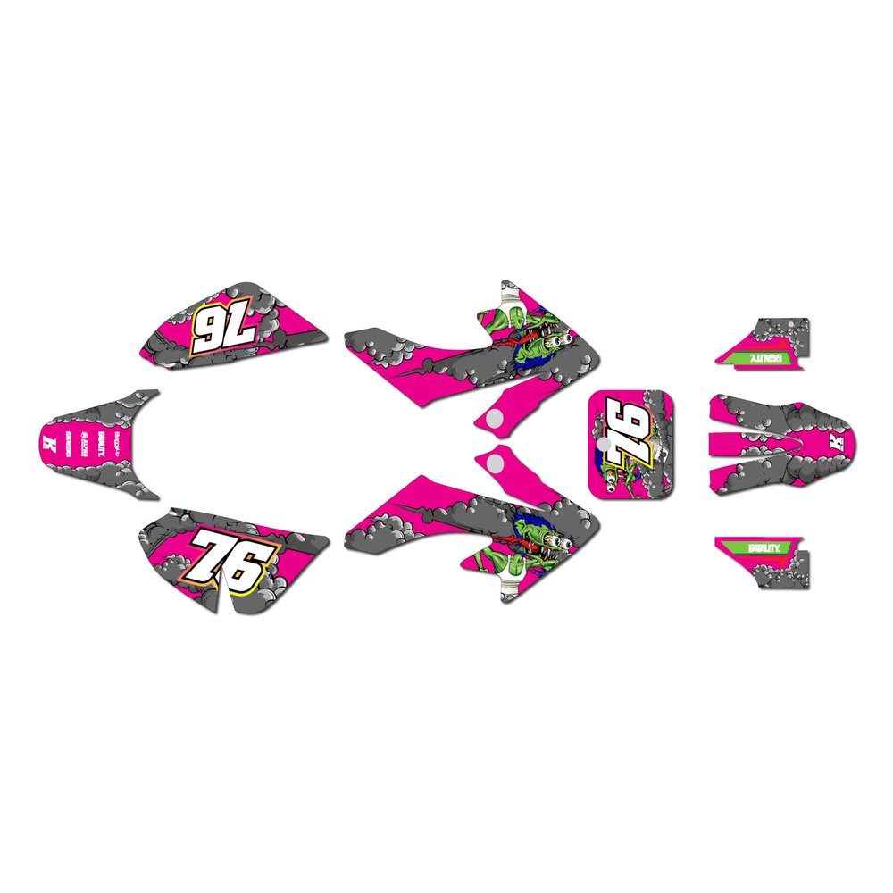 Kalair GFX Graphics Kit for Honda CRF50 (ALL YEARS) Lunatic Series Magenta 16 Mil - On/Off the Road - Dirt pit bike motorcycle sticker, dirtbike racing decal motocross accessories no-plastics