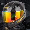Full Face Dual Visor Adult Motorcycle Helmet | Integrated Carbon Fiber | DOT Approved | for Men and Women | Lightweight, Aerodynamic Design with Clear Shield and Built-in Sun Visor(C,XXX-Large) view 3