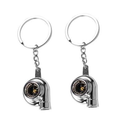 Beatifufu 2pcs Creative Silver Turbocharger Keychains Metal Keyrings Lightweight Compact Car Accessories Stylish Key Pendant for Bags and Backpacks