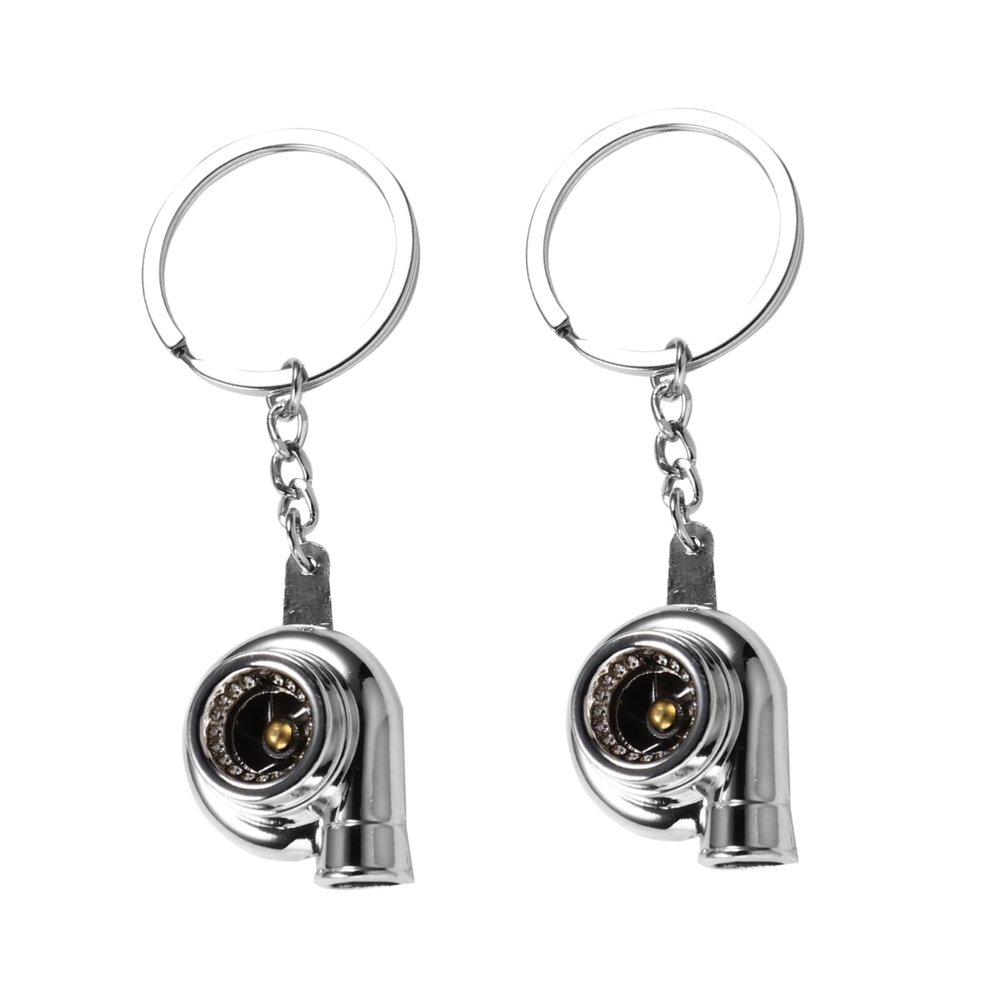 Beatifufu 2pcs Creative Silver Turbocharger Keychains Metal Keyrings Lightweight Compact Car Accessories Stylish Key Pendant for Bags and Backpacks
