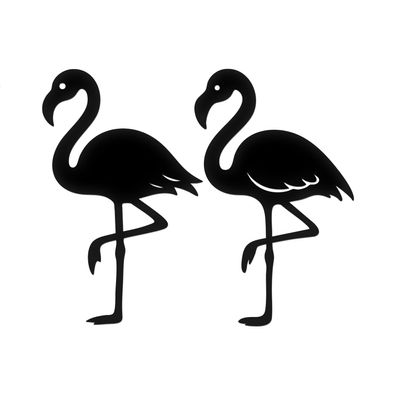 2 Pcs - No Background - Waterproof Car Sticker Decal of Two Flamingos Standing Tropical Cute Pair (Black, 5.8'' x 4.8'') |K17072BL