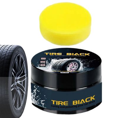 Tire Care Wax - Car Tyre Coating, Rim Shine | 50g Automobile TRE Polish Paste Restorer, Water Resistant Protection Paste with Sponge for Enhanced Safety and Gloss for Minivan, Family Car