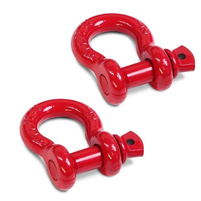 Jamiikury 1/2" D Ring Shackle with 5/8" Screw Pin, 2T Working Load Limit (WLL) / 12T (26,455 lb) Minimum Breaking Strength (MBS) for Tow Strap Winch, Off-Road Vehicle Recovery (Red, 2 Pack)