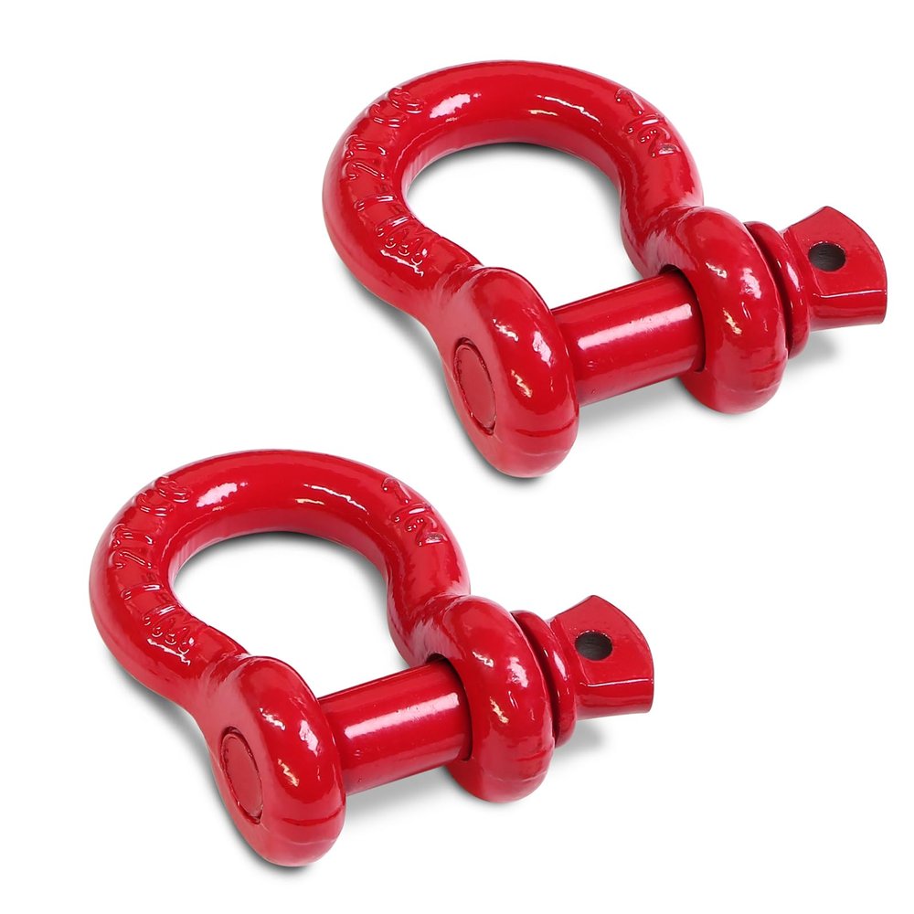 Jamiikury 1/2" D Ring Shackle with 5/8" Screw Pin, 2T Working Load Limit (WLL) / 12T (26,455 lb) Minimum Breaking Strength (MBS) for Tow Strap Winch, Off-Road Vehicle Recovery (Red, 2 Pack)