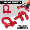Jamiikury 1/2" D Ring Shackle with 5/8" Screw Pin, 2T Working Load Limit (WLL) / 12T (26,455 lb) Minimum Breaking Strength (MBS) for Tow Strap Winch, Off-Road Vehicle Recovery (Red, 2 Pack) view 3