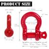Jamiikury 1/2" D Ring Shackle with 5/8" Screw Pin, 2T Working Load Limit (WLL) / 12T (26,455 lb) Minimum Breaking Strength (MBS) for Tow Strap Winch, Off-Road Vehicle Recovery (Red, 2 Pack) view 4
