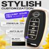 Lucrum Compatible with Nissan Key Fob Cover & Leather Keychain, 5 Buttons Keyfob Case for Pathfinder Rogue Sentra Versa Patrol Armada (2023-2025) - Black and Gold view 3