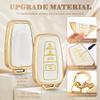 for Toyota Key Fob Cover with Keychain,Premium Soft TPU and Leather Key Case Protector Compatible with2018-2024 RAV4 Camry (White) view 3