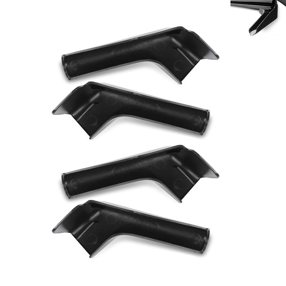 CyperFair 4 PCS Rain Gutter Spout, J-shape RV Roof Drainage Channel, Tight Fit Drip Rail with Gutter Spouts, Roof Rain Diverter Accessories for Car Truck Boat and Home Application (Black)